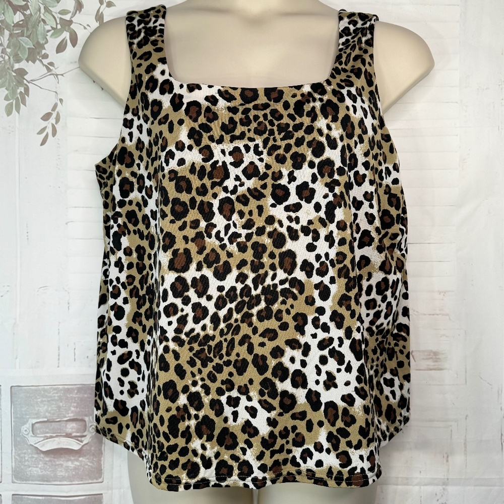 4U Spiegel Womens Animal Print Bra Support Cami Tank Top Shirt Plus Sz. 2X USED